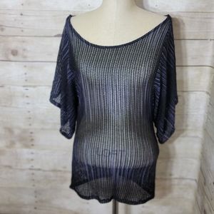 Blue/black Sheer top, size M